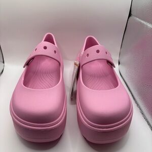 CROCS Pink Stomp Mary Jane Shoes